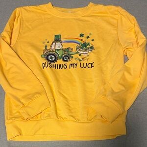 Yellow “Pushing My Luck' St. Patrick's Sweatshirt